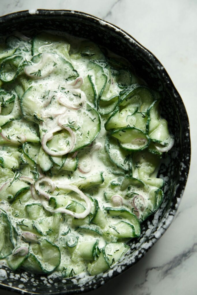 Easy Creamy Cucumber Salad Recipe